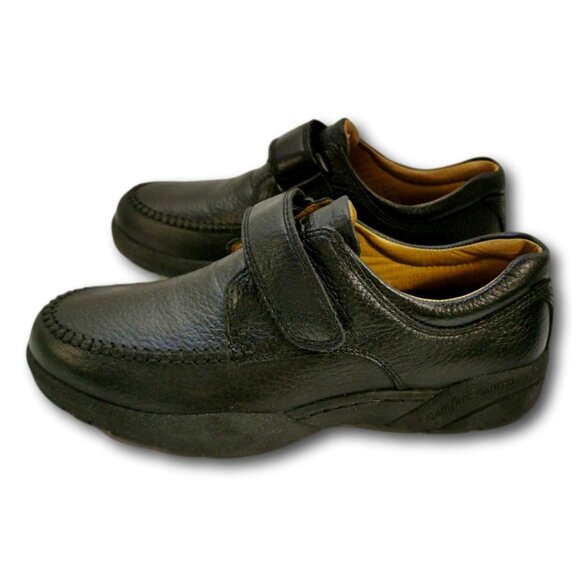 Doctor Comfort Mens Shoes Size 8 M Black Leather Hook Loop - Picture 2 of 6